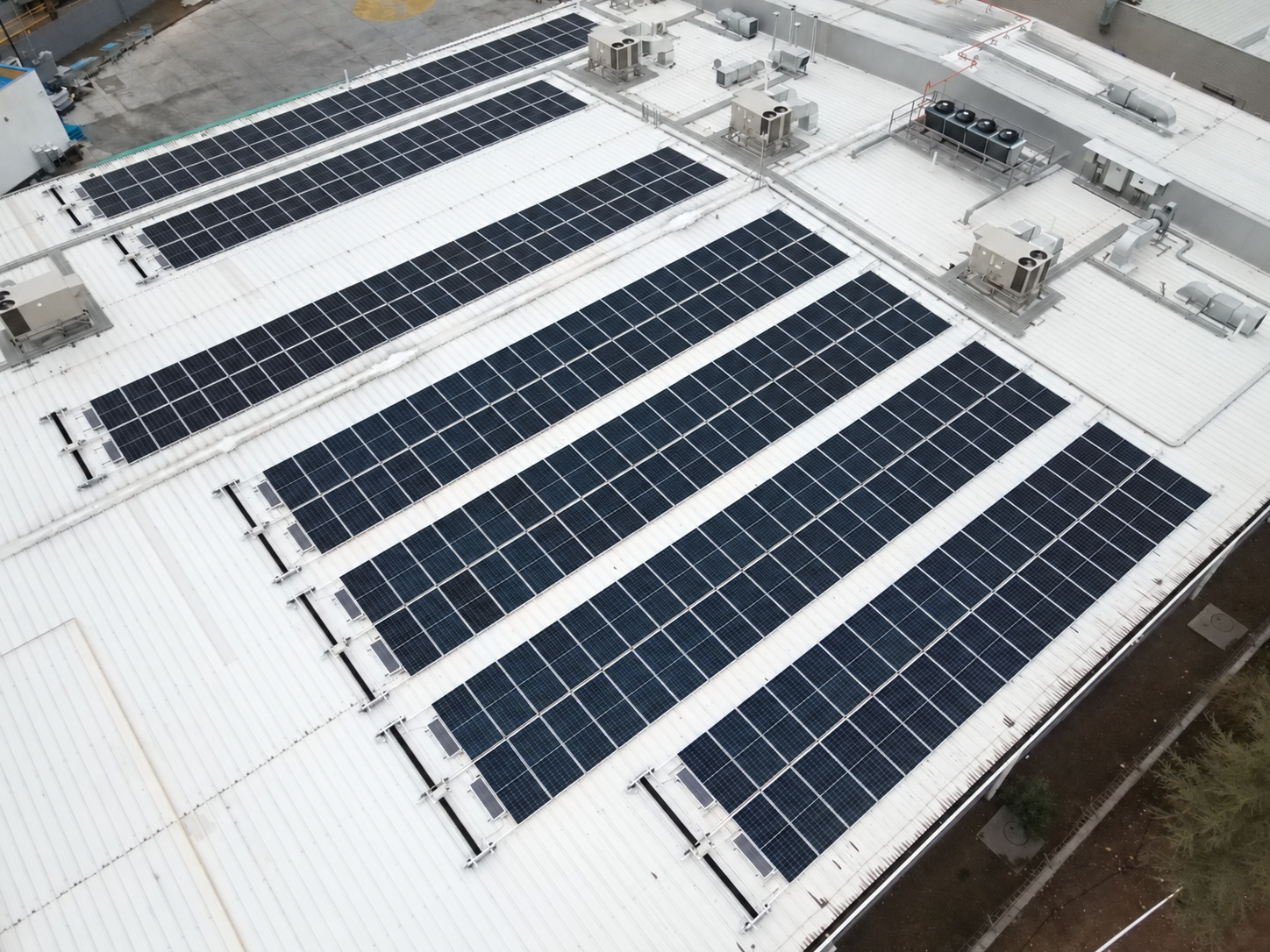 Deep blue rooftop solar panels